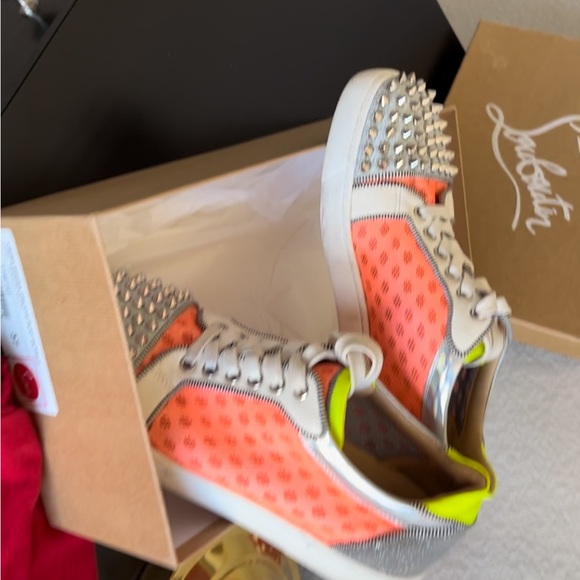 AC Viera Spiked Flats - Christian Louboutin Sneakers, Yellow & Orange Highlit - Picture 8 of 14